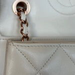 CHANEL Handbag Chanel 21B Small White Lambskin Quilted Trendy CC w/ Rose Gold Hardware - Redeluxe