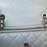 CHANEL Handbag Chanel 21B Small White Lambskin Quilted Trendy CC w/ Rose Gold Hardware - Redeluxe