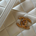 CHANEL Handbag Chanel 21B Small White Lambskin Quilted Trendy CC w/ Rose Gold Hardware - Redeluxe