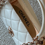CHANEL Handbag Chanel 21B Small White Lambskin Quilted Trendy CC w/ Rose Gold Hardware - Redeluxe