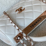CHANEL Handbag Chanel 21B Small White Lambskin Quilted Trendy CC w/ Rose Gold Hardware - Redeluxe