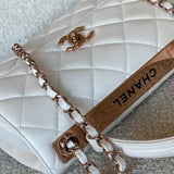 CHANEL Handbag Chanel 21B Small White Lambskin Quilted Trendy CC w/ Rose Gold Hardware - Redeluxe