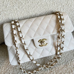 CHANEL Handbag Chanel 21B White Caviar Quilted Classic Flap Small LGHW - Redeluxe