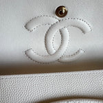 CHANEL Handbag Chanel 21B White Caviar Quilted Classic Flap Small LGHW - Redeluxe