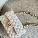 CHANEL Handbag Chanel 21B White Caviar Quilted Classic Flap Small LGHW - Redeluxe