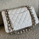 CHANEL Handbag Chanel 21B White Caviar Quilted Classic Flap Small LGHW - Redeluxe