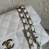 CHANEL Handbag Chanel 21B White Caviar Quilted Classic Flap Small LGHW - Redeluxe