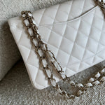 CHANEL Handbag Chanel 21B White Caviar Quilted Classic Flap Small LGHW - Redeluxe