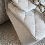 CHANEL Handbag Chanel 21B White Caviar Quilted Classic Flap Small LGHW - Redeluxe