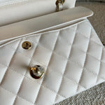 CHANEL Handbag Chanel 21B White Caviar Quilted Classic Flap Small LGHW - Redeluxe