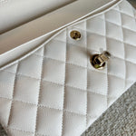 CHANEL Handbag Chanel 21B White Caviar Quilted Classic Flap Small LGHW - Redeluxe