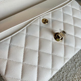 CHANEL Handbag Chanel 21B White Caviar Quilted Classic Flap Small LGHW - Redeluxe