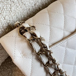 CHANEL Handbag Chanel 21B White Caviar Quilted Classic Flap Small LGHW - Redeluxe