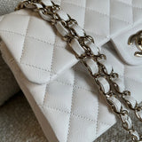 CHANEL Handbag Chanel 21B White Caviar Quilted Classic Flap Small LGHW - Redeluxe