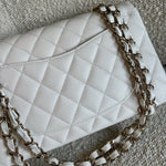 CHANEL Handbag Chanel 21B White Caviar Quilted Classic Flap Small LGHW - Redeluxe