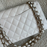 CHANEL Handbag Chanel 21B White Caviar Quilted Classic Flap Small LGHW - Redeluxe