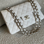 CHANEL Handbag Chanel 21B White Caviar Quilted Classic Flap Small LGHW - Redeluxe
