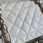 CHANEL Handbag Chanel 21B White Caviar Quilted Classic Flap Small LGHW - Redeluxe