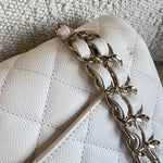 CHANEL Handbag Chanel 21B White Caviar Quilted Classic Flap Small LGHW - Redeluxe