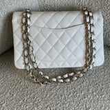 CHANEL Handbag Chanel 21B White Caviar Quilted Classic Flap Small LGHW - Redeluxe