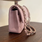 CHANEL Handbag CHANEL 21C LIGHT PINK CAVIAR QUILTED CLASSIC FLAP SMALL LIGHT GOLD HARDWARE - Redeluxe