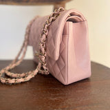 CHANEL Handbag CHANEL 21C LIGHT PINK CAVIAR QUILTED CLASSIC FLAP SMALL LIGHT GOLD HARDWARE - Redeluxe