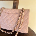 CHANEL Handbag CHANEL 21C LIGHT PINK CAVIAR QUILTED CLASSIC FLAP SMALL LIGHT GOLD HARDWARE - Redeluxe