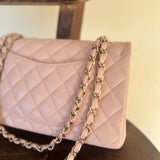 CHANEL Handbag CHANEL 21C LIGHT PINK CAVIAR QUILTED CLASSIC FLAP SMALL LIGHT GOLD HARDWARE - Redeluxe