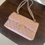 CHANEL Handbag CHANEL 21C LIGHT PINK CAVIAR QUILTED CLASSIC FLAP SMALL LIGHT GOLD HARDWARE - Redeluxe