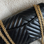 CHANEL Handbag Chanel 21K Reissue 2.55 Black Chevron Aged Calfskin Quilted 225 (Medium) AGHW - Redeluxe