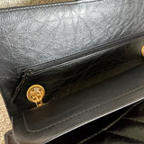 CHANEL Handbag Chanel 21K Reissue 2.55 Black Chevron Aged Calfskin Quilted 225 (Medium) AGHW - Redeluxe