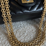 CHANEL Handbag Chanel 21K Reissue 2.55 Black Chevron Aged Calfskin Quilted 225 (Medium) AGHW - Redeluxe