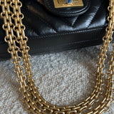 CHANEL Handbag Chanel 21K Reissue 2.55 Black Chevron Aged Calfskin Quilted 225 (Medium) AGHW - Redeluxe
