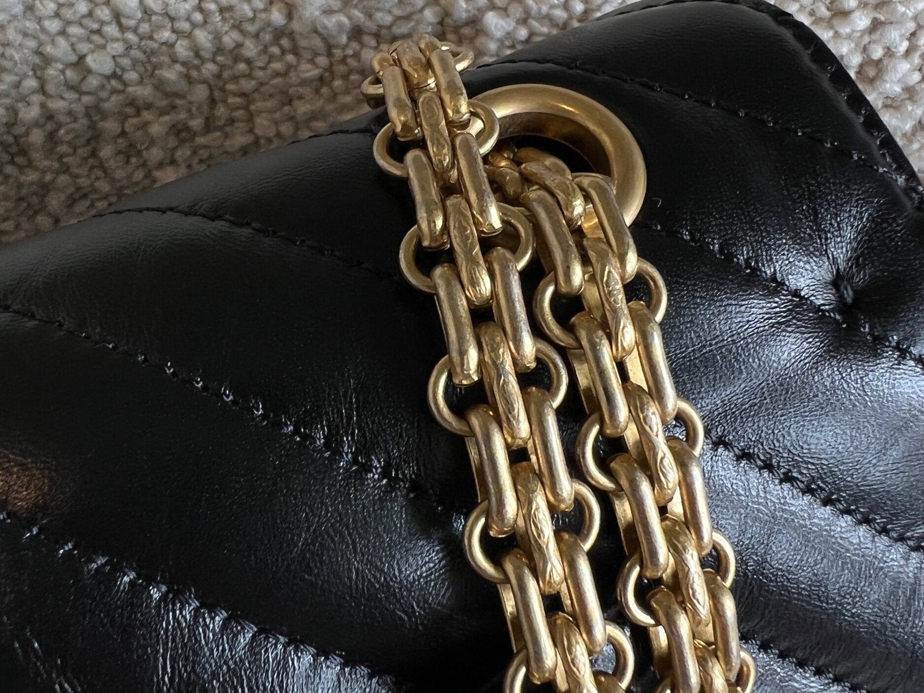 CHANEL Handbag Chanel 21K Reissue 2.55 Black Chevron Aged Calfskin Quilted 225 (Medium) AGHW - Redeluxe