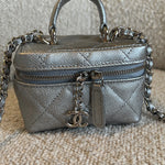 CHANEL Handbag Chanel 21S Metallic Silver Micro Vanity Grained Calfskin SHW - Redeluxe