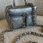CHANEL Handbag Chanel 21S Metallic Silver Micro Vanity Grained Calfskin SHW - Redeluxe