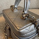 CHANEL Handbag Chanel 21S Metallic Silver Micro Vanity Grained Calfskin SHW - Redeluxe