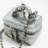 CHANEL Handbag Chanel 21S Metallic Silver Micro Vanity Grained Calfskin SHW - Redeluxe
