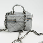 CHANEL Handbag Chanel 21S Metallic Silver Micro Vanity Grained Calfskin SHW - Redeluxe