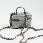 CHANEL Handbag Chanel 21S Metallic Silver Micro Vanity Grained Calfskin SHW - Redeluxe