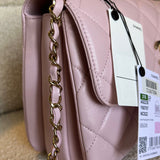 CHANEL Handbag Chanel 21S Small Light Pink Lambskin Quilted Trendy CC LGHW - Redeluxe