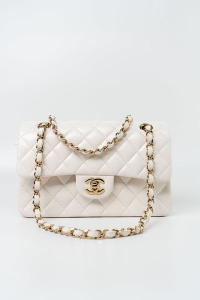 Buy CHANEL 21S White Caviar Classic Flap Small LGHW - REDELUXE