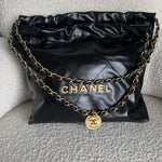 CHANEL Handbag Chanel 22 Shiny Calfskin Quilted Drawstring Bag GHW - Redeluxe