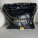 CHANEL Handbag Chanel 22 Shiny Calfskin Quilted Drawstring Bag GHW - Redeluxe