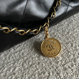 CHANEL Handbag Chanel 22 Shiny Calfskin Quilted Drawstring Bag GHW - Redeluxe