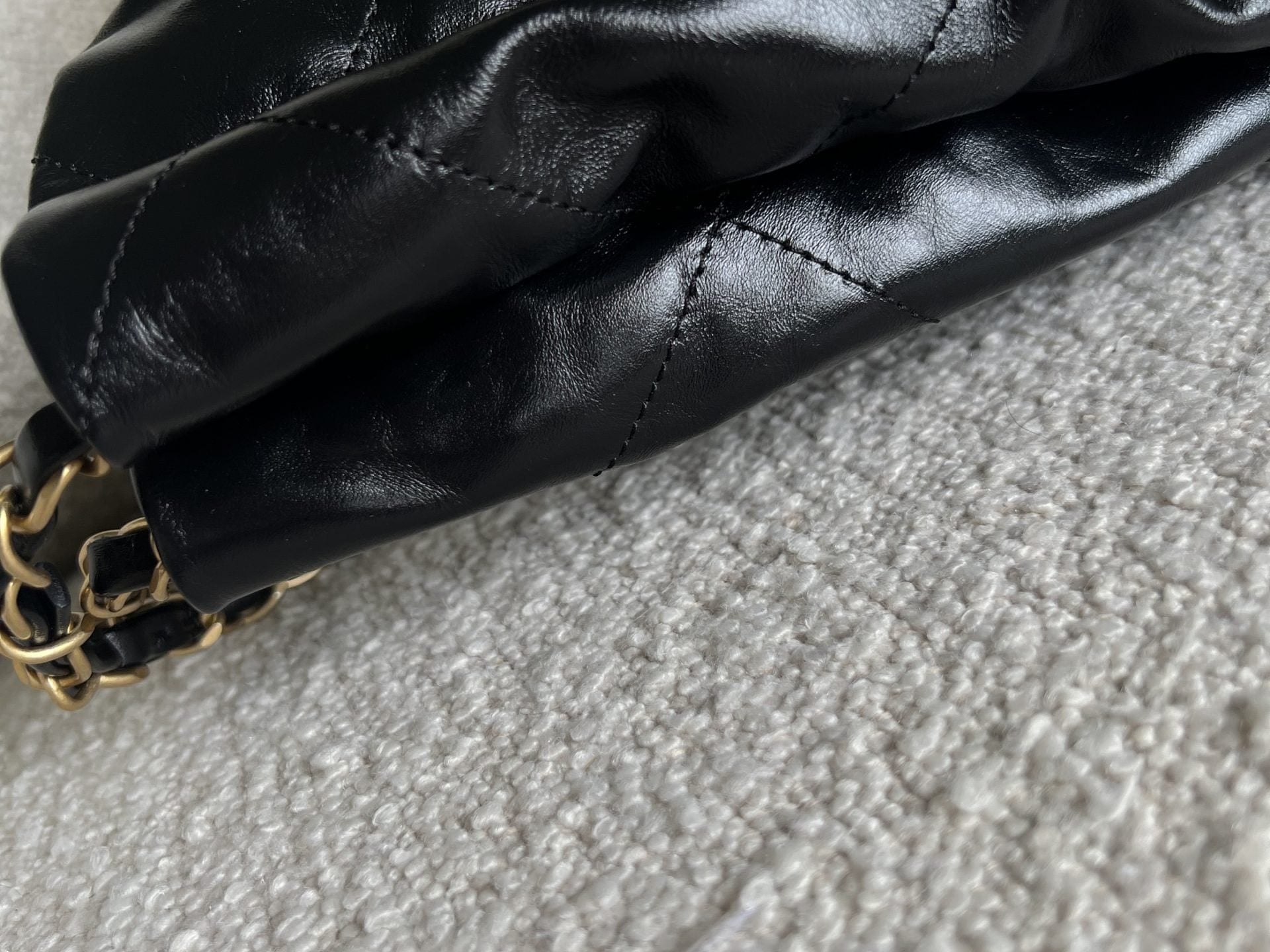 CHANEL Handbag Chanel 22 Shiny Calfskin Quilted Drawstring Bag GHW - Redeluxe