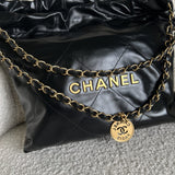 CHANEL Handbag Chanel 22 Shiny Calfskin Quilted Drawstring Bag GHW - Redeluxe