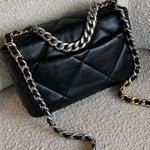 CHANEL Handbag Chanel 22C Black Lambskin Quilted 19 Flap Small MHW - Redeluxe