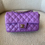 CHANEL Handbag Chanel 22S Light Purple Lambskin Quilted Mini Rectangular Single Flap LGHW - Redeluxe