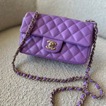 CHANEL Handbag Chanel 22S Light Purple Lambskin Quilted Mini Rectangular Single Flap LGHW - Redeluxe